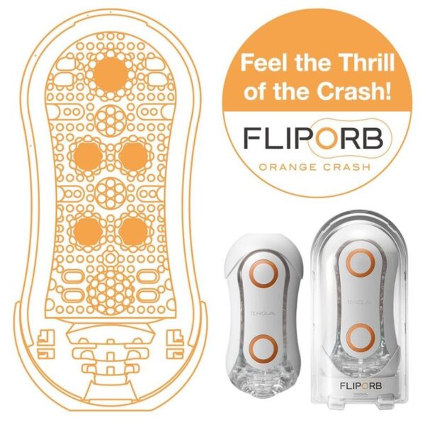 Tenga - Flip Orb Strong Masturbador Crash Blanco Y Naranja - Imagen 2