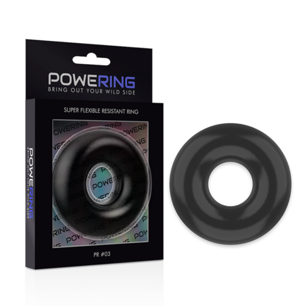 Powering - Super Flexible Y Resistente Anillo Pene  5Cm Pr03 Negro - Imagen 6