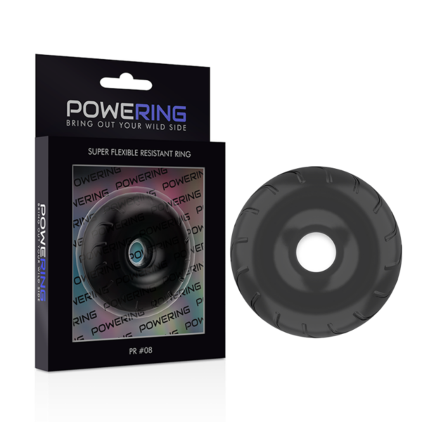 Powering - Super Flexible Y Resistente Anillo Pene  5Cm Pr08 Negro - Imagen 4