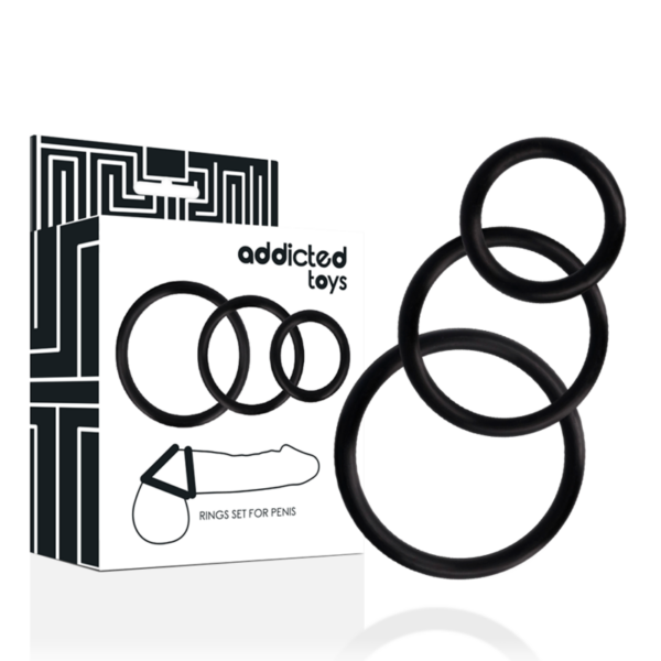 Addicted Toys - Set Anillos Pene Negro - Imagen 2