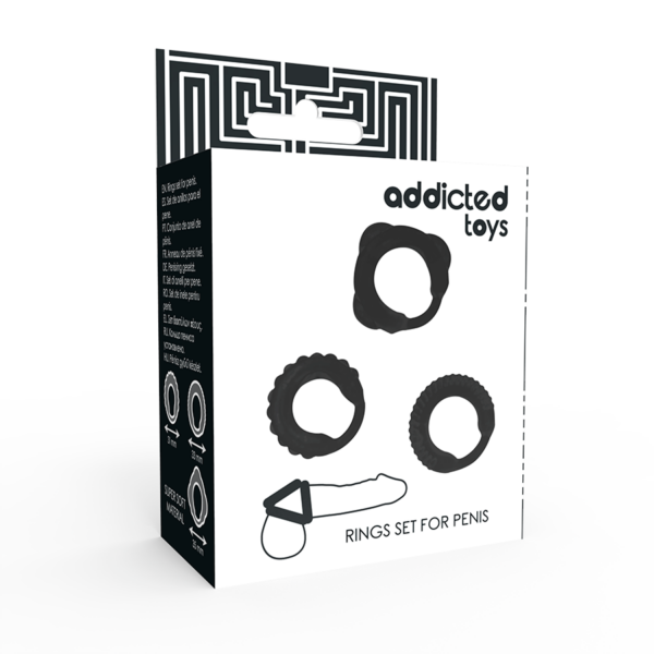 Addicted Toys - Set 3 Anillos Pene Negro - Imagen 4