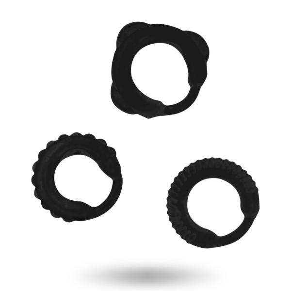 Addicted Toys - Set 3 Anillos Pene Negro - Imagen 2