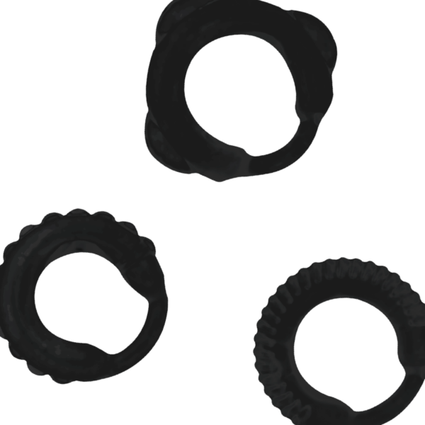 Addicted Toys - Set 3 Anillos Pene Negro - Imagen 3