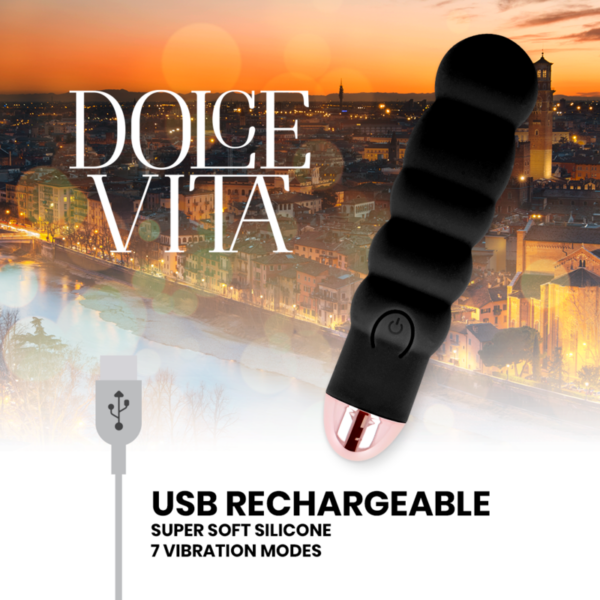 Dolce Vita - Vibrador Recargable Six Negro 7 Velocidades - Imagen 4