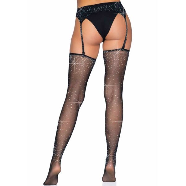 Leg Avenue - Medias Brillantes Con Liguero Talla Unica - Imagen 4