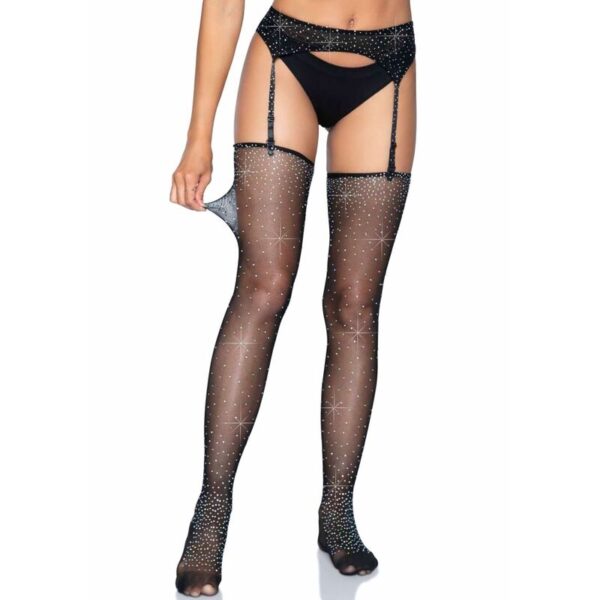 Leg Avenue - Medias Brillantes Con Liguero Talla Unica - Imagen 5
