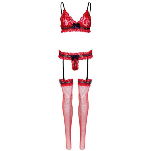 Leg Avenue - Set Tres Piezas De Encajes Talla Unica - Rojo - Imagen 6