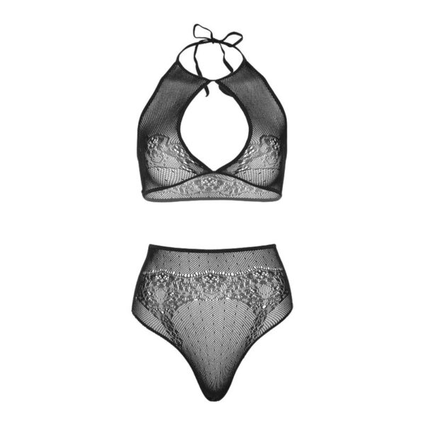 Leg Avenue - Set Dos Piezas Top Corto Cuello Halter Y Tanga Talla Unica - Imagen 5