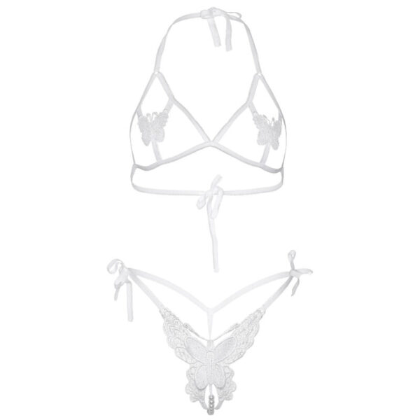 Leg Avenue - Set Dos Piezas Sujetador Y Tanga De Mariposas Y Perlas Talla Unica - Negro - Imagen 10