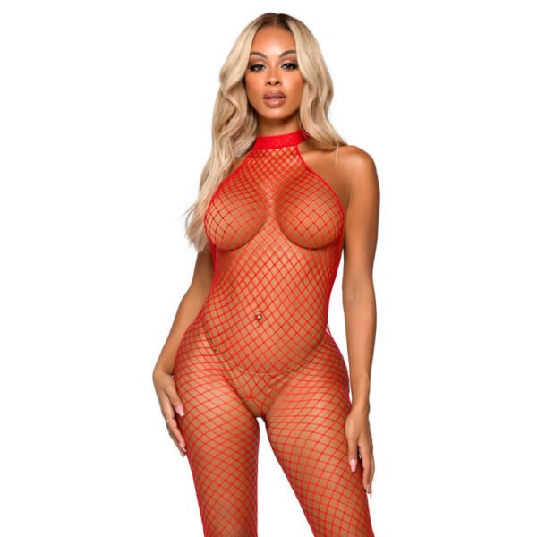 Leg Avenue - Le Frivole Bodystocking - Cuello Racer Talla Unica Rojo