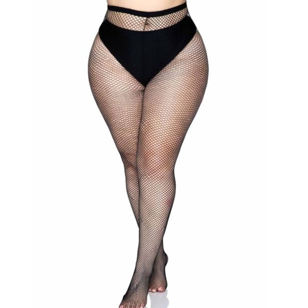 Leg Avenue - Medias En Red Negro Talla Grande - Imagen 2