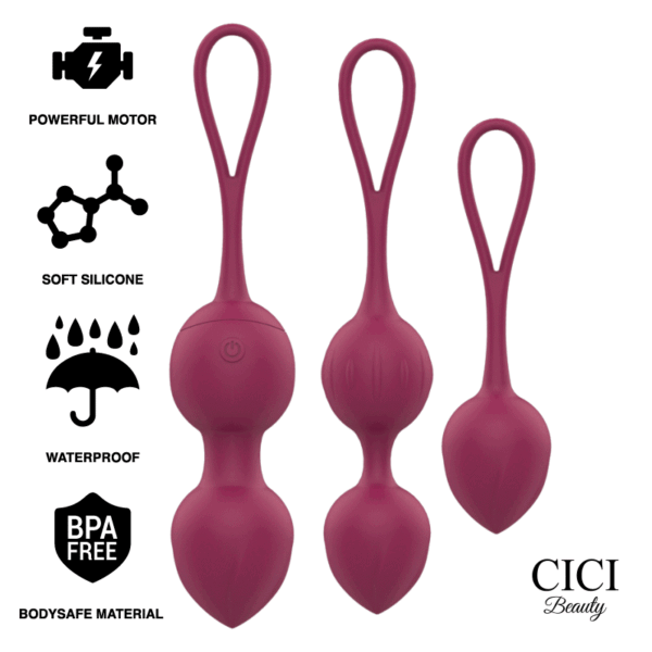 Cici Beauty - Premium Silicone 3 Vibrating Kegel Beads Remote Control