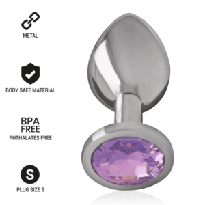 Intense - Plug Anal Metal Aluminio Con Cristal Violeta Talla S