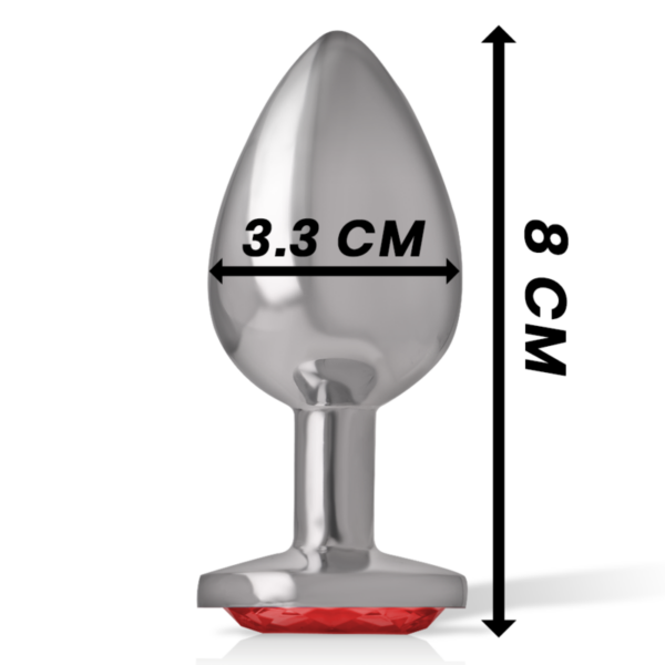 Intense - Plug Anal Metal Con Cristal Rojo Talla M - Imagen 5