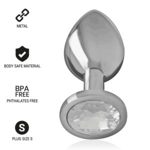 Intense - Plug Anal Metal Aluminio Con Cristal Plata Talla S