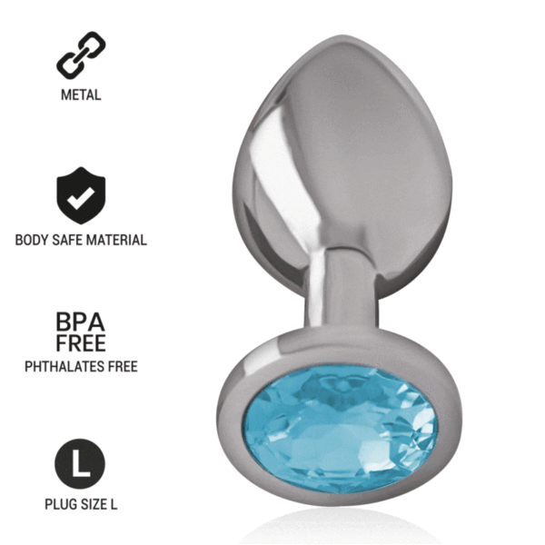 Intense - Plug Anal Metal Aluminio Con Cristal Azul Talla L - Imagen 2