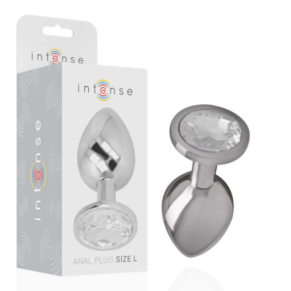 Intense - Plug Anal Metal Aluminio Con Cristal Plata Talla L - Imagen 2