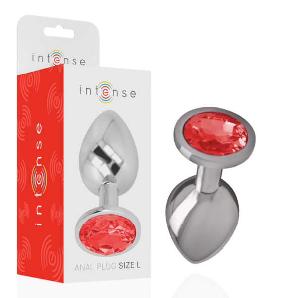 Intense - Plug Anal Metal Aluminio Con Cristal Rojo Talla L - Imagen 2