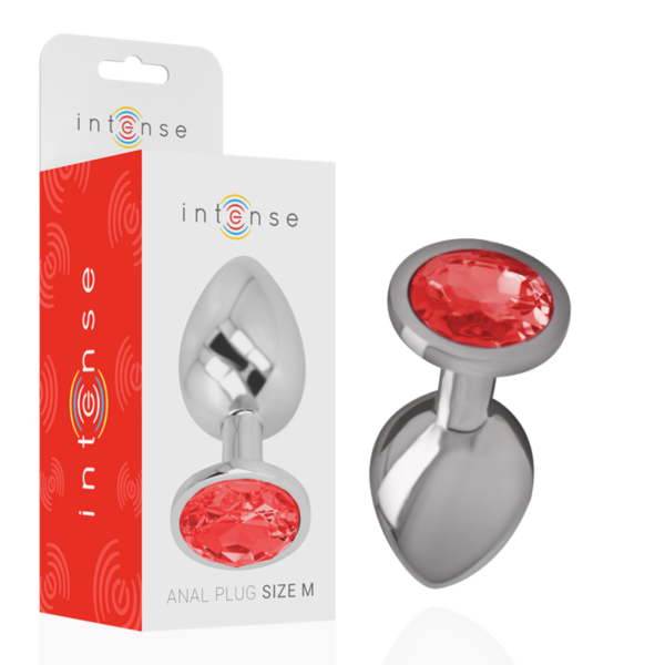 Intense - Plug Anal Metal Con Cristal Rojo Talla M - Imagen 2