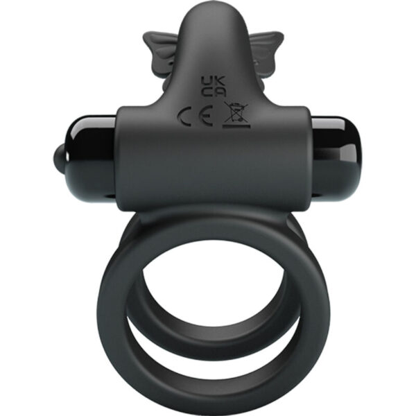 Pretty Love - Doble Anillo Vibrador Con Estimulador Negro - Imagen 3