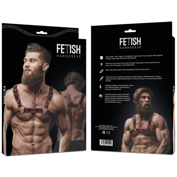 Fetish Submissive Attitude - Arnés Ecopiel Pecho Hombre Negro/Rojo - Imagen 3