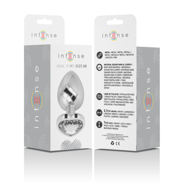 Intense - Plug Anal Metal Aluminio Corazón Blanco Talla M - Imagen 6