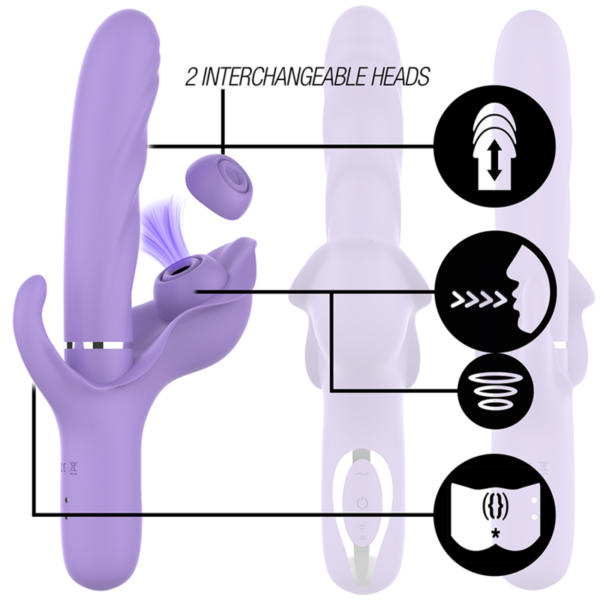 Intense - Billie Vibrador Multifunción Recargable Succionador Con Pulsador Morado - Imagen 3