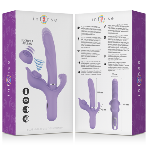 Intense - Billie Vibrador Multifunción Recargable Succionador Con Pulsador Morado - Imagen 6