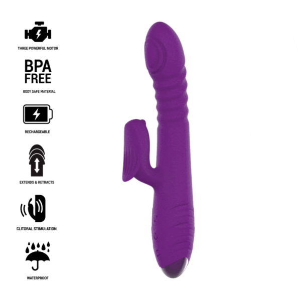 Intense - Iggy Vibrador Multifunción Recargable Up &Amp; Down Con Estimulador De Clitoris Morado