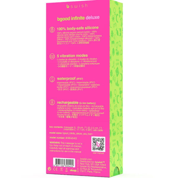 B Swish - Bgood Infinite Deluxe Vibrador Recargable Silicona Azul - Imagen 5