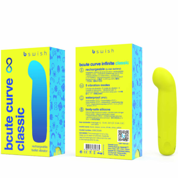 B Swish - Bcute Curve Infinite Classic Vibrador Recargable Silicona Amarillo - Imagen 3