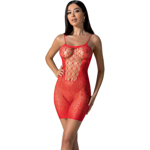 Passion - Bs096 Bodystocking Rojo Talla Unica