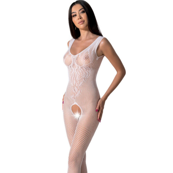 Passion - Bs098 Bodystocking Blanco Talla Unica