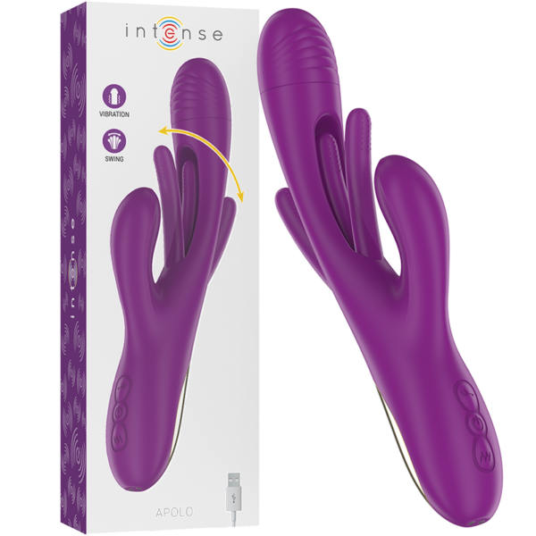 Intense - Apolo Vibrador Multifunción Recargable 7 Vibraciones Con Lengua Oscilante Morado