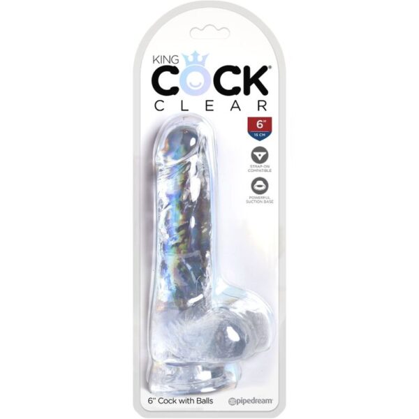 King Cock - Clear Pene Realistico Con Testiculos 13.5 Cm Transparente - Imagen 5