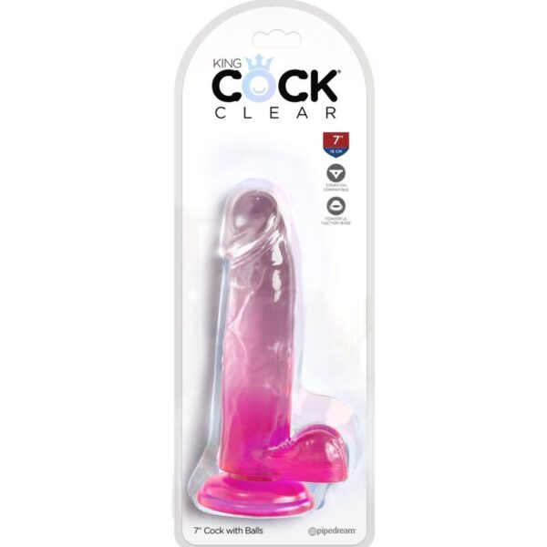 King Cock - Clear Pene Realistico Con Testiculos 15.2 Cm Rosa - Imagen 2
