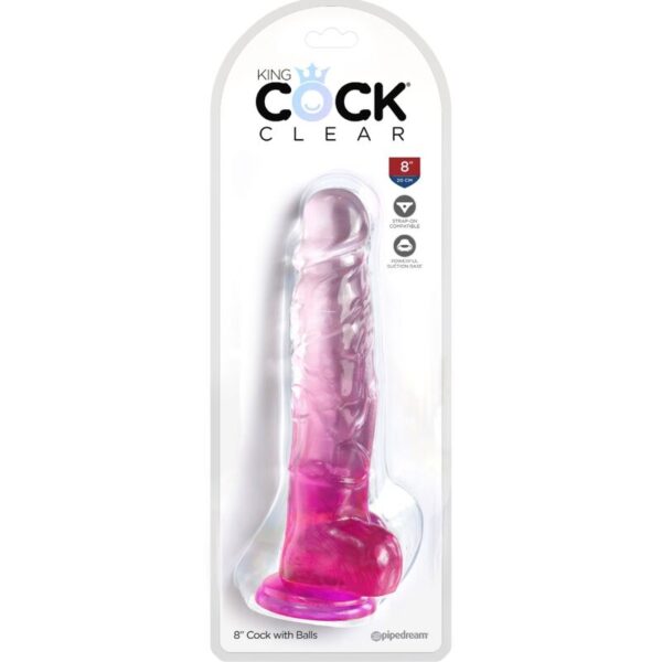 King Cock - Clear Pene Realistico Con Testiculos 16.5 Cm Rosa - Imagen 2