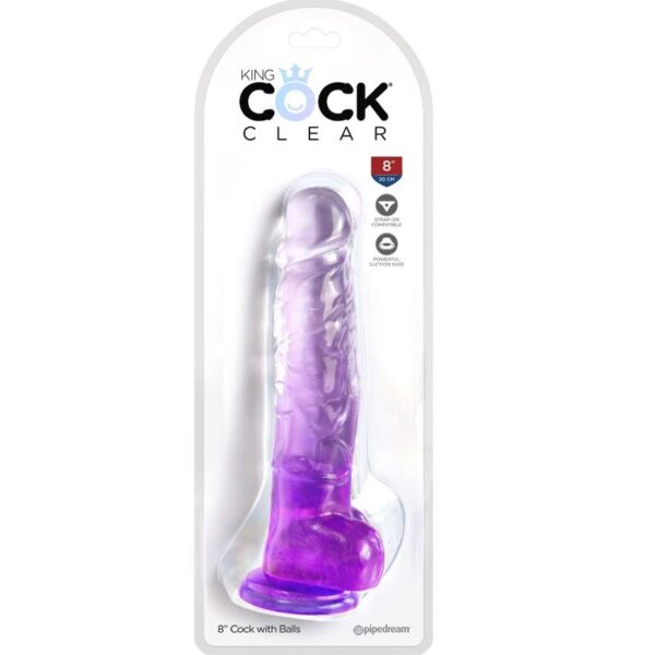 King Cock - Clear Pene Realistico Con Testiculos 16.5 Cm Morado - Imagen 2