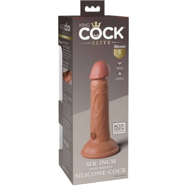 King Cock - Elite Dildo Realistico Silicona 15.2 Cm Caramelo - Imagen 5