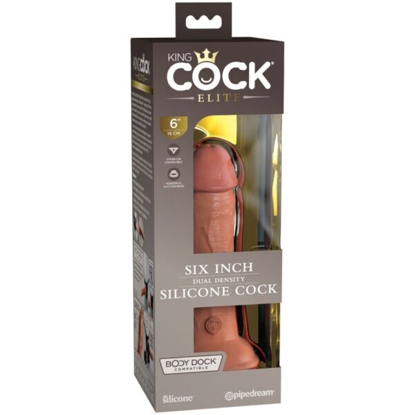King Cock - Elite Dildo Realistico Silicona 15.2 Cm Caramelo - Imagen 6