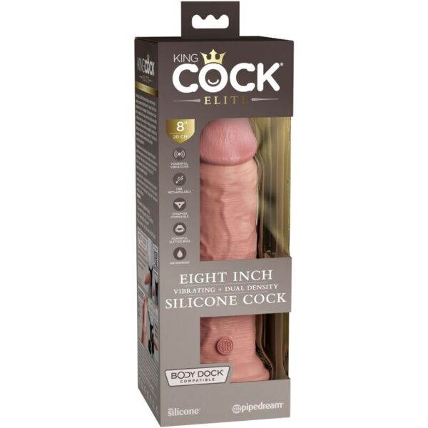 King Cock - Elite Dildo Realistico Vibrador &Amp; Silicona 20.3 Cm - Imagen 5