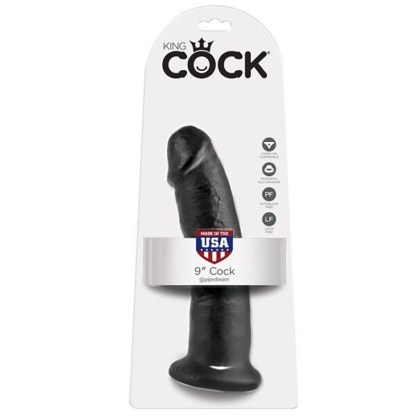 King Cock - 9 Pene Negro 22.9 Cm