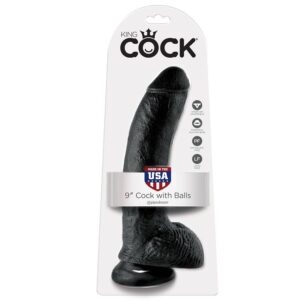 King Cock - 9 Pene Realistico Negro 22.9 Cm