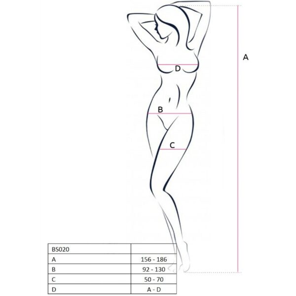 Passion - Woman Bs020 Bodystocking Negro Talla Unica - Imagen 2