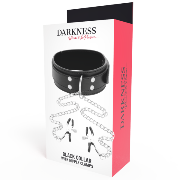 Darkness - Collar Con Pinzas Para Pezones Negro - Imagen 4