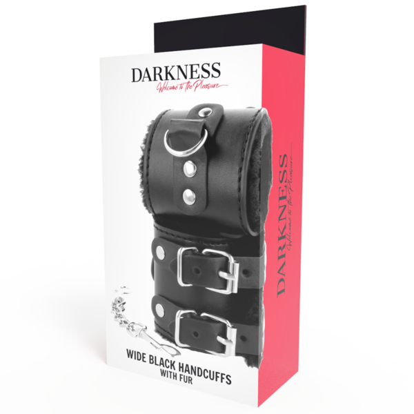 Darkness - Esposas Cuero Con Forro Ajustables Negro - Imagen 6