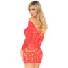 Leg Avenue - Mini Vestido De Encajes Manga Larga Rojo Talla Unica - Imagen 2
