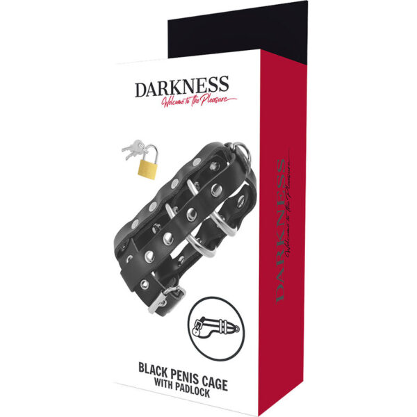 Darkness - Jaula Castidad Cuero Con Candado - Imagen 5