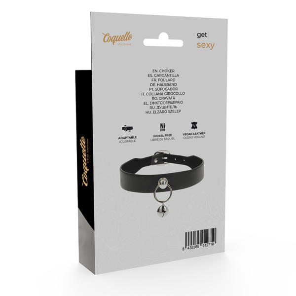 Coquette Chic Desire - Collar Cuero Vegano Accesorio Woman Cascabel/Aro - Imagen 6