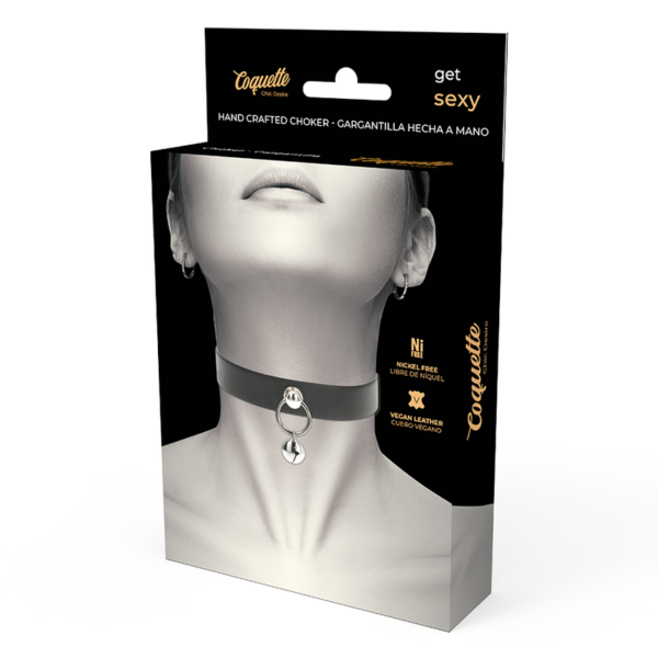 Coquette Chic Desire - Collar Cuero Vegano Accesorio Woman Cascabel/Aro - Imagen 5